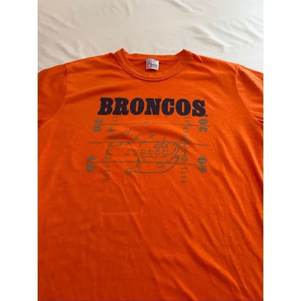 Broncos Vintage Orange Single Stitch T-Shirt By Garan Size XL